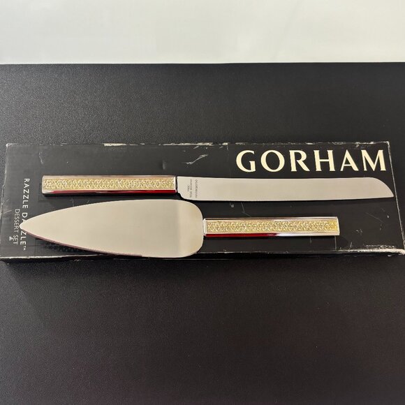 Gorham "Razzle Dazzle" Clear Dessert Set (Cake Knife & Server) Stainless Steel - Picture 5 of 10